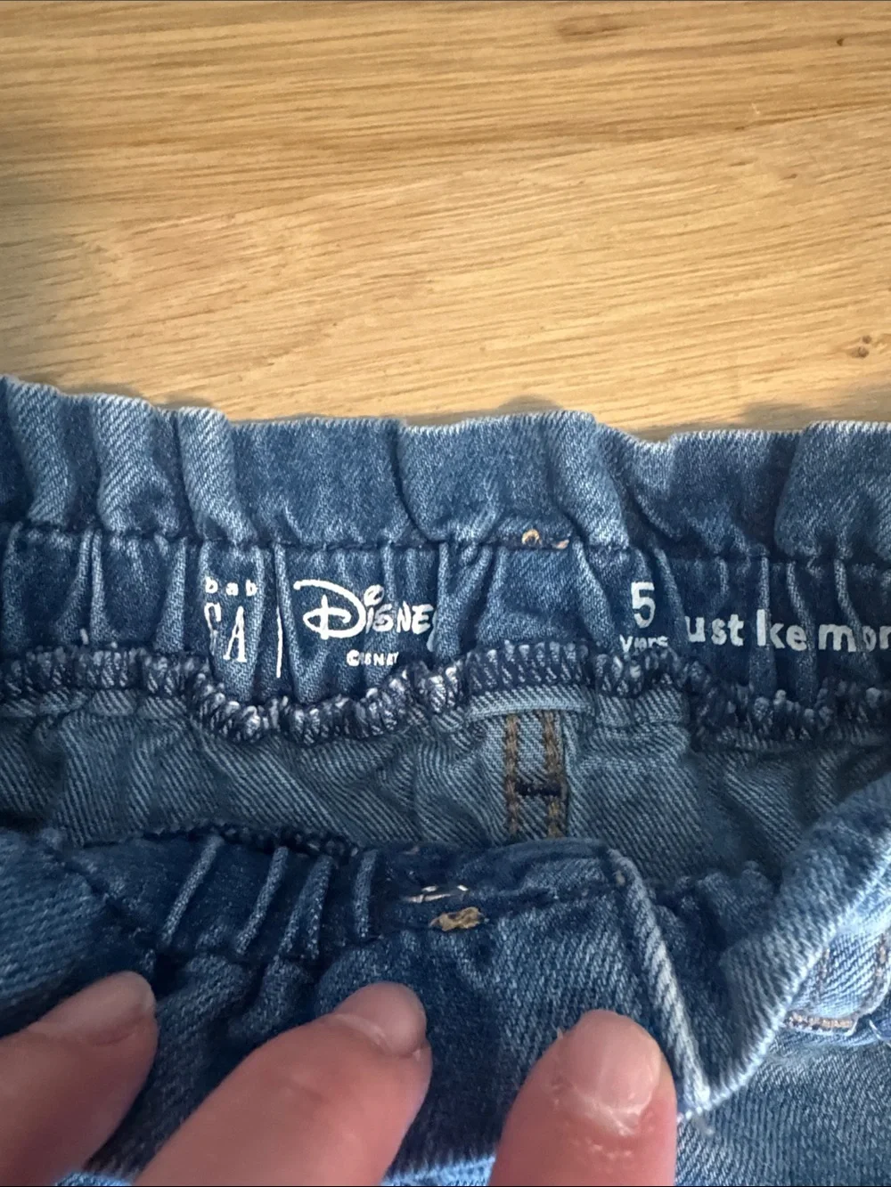 GAP Light Blue Denim Shorts with Embroidered Minnie Accent